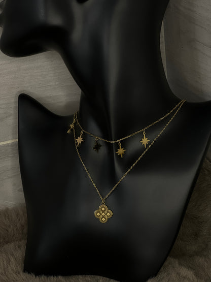 Collier double étoiles