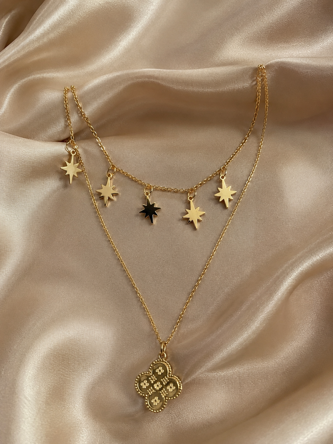 Collier double étoiles